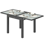 Outsunny Table Extensible de Jardin Grande Taille dim. dépliées 160 x 80 x 75 cm Aluminium Plateau Verre trempé transparent