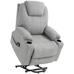 HOMCOM Massagestoel met Opsta-hulp voor Senioren, 8 Vibratiepunten, 2 Zijzakken, Drankhouder, 90 x 101 x 107 cm, Grijs