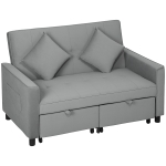 HOMCOM 4-in-1 bank, verstelbare sofa, slaapbank, met kussens, stoffen bekleding, voor woonkamer, slaapkamer, grijs