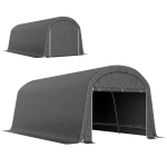 Outsunny Tuinschuur met kunststofzeil, gereedschapstent, opzetbare garage, 300B x 600T x 230H cm, Donkergrijs
