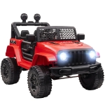 HOMCOM Kids Ride On Car, 12V Electric Cars for Kids with Parental Remote Control, 2 Motors, 4-Wheel Suspension, LED Lights, Horn, 3-5km/h, Battery Powered Ride On Toy for 3-6 Years Old Red