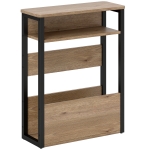 HOMCOM Mesa Auxiliar Mesita de Noche con Estante de Dos Niveles Esquinas Redondeadas 46L x 18P x 58,5H cm Nogal