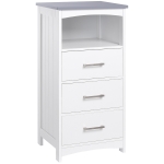 kleankin Badezimmerschrank Freistehender Badkommode Bademöbel Badschrank Schrank mit Schublade Weiß+Grau 40 x 33 x 80 cm