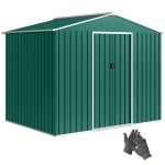 Outsunny 7.7 x 5.7ft Metal Garden Shed with Vents and Lockable Sliding Doors, Waterproof Galvanised Patio Outdoor Tool Storage Shed, Green