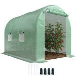 Outsunny Serre de Jardin Tunnel Surface Sol 6 m² 3L x 2l x 2,10H m châssis Tubulaire renforcé Porte zippée 4 fenêtres enroulables cadre en métal Vert