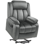 HOMCOM Aufstehsessel mit Massagefunktion und Lendenheizung, Recliner-Sessel mit Fernbedienungen und Seitentaschen, Grau
