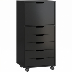 HOMCOM Móvel Arquivo para Impressora com 5 Gavetas e Rodas 48x40x100 cm Preto