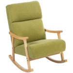 HOMCOM Silla Mecedora de Borreguito con Patas y Reposabrazos de Madera de Caucho Mecedora Carga 120 kg Verde Claro
