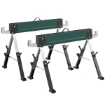 HOMCOM lot de 2 tréteaux pliables en métal, charge max 1160 kg, hauteur réglable 64-81cm, poignée de transport, vert