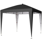 Outsunny Gazebo 3x3 m Pieghevole ad Altezza Regolabile con Luce Centrale e Telecomando, in Metallo e Poliestere, Nero