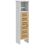 HOMCOM Mobile da Bagno con Porta Rotolo di Carta Igienica, Armadietto Alto e Sottile con Mensola Regolabile, 78 cm, Bianco