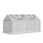 Outsunny Invernadero de Exterior 120x60x60 cm Invernadero de Jardín con 2 Ventanas Enrollables Cubierta de PE 140g/㎡ y Marco de Acero Impermeable Anti-UV para Cultivo de Plantas Verduras Translúcido