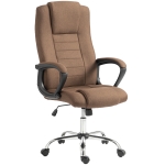 Vinsetto Chaise de Bureau Ergonomique Inclinable Pivotante en Tissu Effet Lin avec Appui-tête, Marron