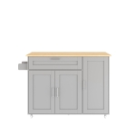 Mesa de cozinha móvel com tampo de trabalho dobrável, gaveta, prateleira para especiarias, suporte para toalhas, 132,5x44/70x90 cm, Cinzento