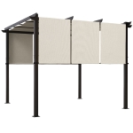 Outsunny Pergola avec 3 toiles coulissantes 3 x 3 x 2,38 m structure acier noir toile polyester haute densité beige