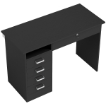 HOMCOM Escritorio Moderno con 5 Cajones Gran Superficie 1 Compartimento Abierto Cajón con Cerradura 110x50x76 cm Negro