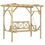 Outsunny schommelbank met pergola, 2-zits tuinschommel, massief hout, naturel