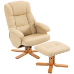 HOMCOM Sillón Relax con Reposapiés Sillón de Relajación Giratorio 360° Respaldo Inclinable Carga 120 Kg Beige