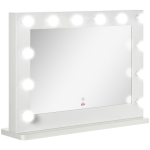HOMCOM Hollywoodspiegel met verlichting, aanraakbediening, geheugenfunctie, 12 dimbare LED-lampen, wit, 80 x 60 cm