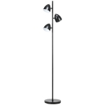 HOMCOM Stehlampe, Bodenlampe, 3 einstellbare Schirme, Metall, Schwarz