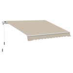 Outsunny handmatige knikarmluifel 395 cm luifel met handslinger balkonluifel zonwering wandmontage balkon aluminium wit + beige 395 x 245 cm | Aosom