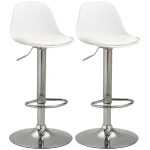 HOMCOM Set van 2 barkrukken, draaibare barstoelen met rugleuning, in hoogte verstelbaar, belastbaar tot 120 kg, 41 x 42 x 82-104 cm, wit