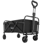 Outsunny Bolderkar Opvouwbare Transportkar met Verstelbare Handgreephoogte tot 68 kg Draagcapaciteit voor Sport Winkelen Camping Zwart