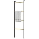 HOMCOM Handdoekhouder met 4 stangen, 49 x 5,5 x 167,5 cm, zwart/naturel
