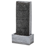 Outsunny 2-laagse tuinfontein met ledverlichting en pomp, granietlook, 37,5 x 22 x 80 cm