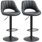HOMCOM Bar Stools Set of 2, PU Leather Swivel Barstools with Backrest and Footrest for Kitchen, Counter, Breakfast Bar, Grey