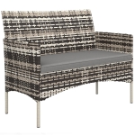 Outsunny 2-zits Rattan Tuinbank PE-Rattan Outdoor Terrasbank met Kussen, Anti-slip Matten, Stalen Frame, Lichtgrijs