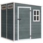 Outsunny Tuinhuis 2,89 m² opbergschuur met houtlook, 3 ramen, ventilatie, vloer, slot en handschoenen, 182 x 182 x 196 cm