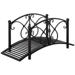 Outsunny Tuinbrug, vijverbrug met veiligheidsleuningen, sierbrug tot 100 kg belastbaar, 102 x 48 x 49 cm zwart