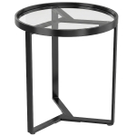 HOMCOM Ronde bijzettafel met gehard glas en geometrisch metalen frame voor kleine ruimtes, zwart