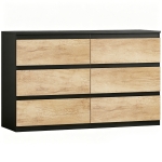 HOMCOM Cómoda 6 Cajones Mueble de Almacenamiento sin Tiradores Diseño Minimalista 120x39x75 cm Negro y Roble