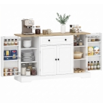 HOMCOM Sideboard keukenkast met 4 deuren, lade, verstelbare plank, deurplanken voor keuken, eetkamer, 138x40x85cm, wit