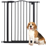 PawHut Pressure Fit Dog Stair Gate No Drilling Safety Gate Auto Close for Doorways, Hallways, 74-80cm Adjustable, 94cm Tall, Black