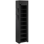 HOMCOM Metalen schoenenrek met stofdichte stoffen hoes, voor 20 paar schoenen, 45 x 30 x 175 cm, zwart