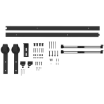 HOMCOM Kit para Porta de Correr, silencioso & de deslizamento suave, para paredes de madeira & cimento, 183 cm, aço, preto