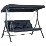 Outsunny Balanço estilo Hollywood para jardim, 3 pessoas, toldo ajustável, 198 x 118 x 168 cm, Azul Escuro