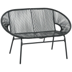 Outsunny Poltrona de Rattan Relax em Estilo Boho, 132 cm x 72 cm x 83 cm, Preto