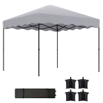 Outsunny Pavilhão pop-up 3 x 3 m, tenda de jardim com altura ajustável, com bolsa de transporte, para jardim, terraço, metal, tecido, Cinza claro