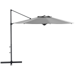 Outsunny Ø3 m Guarda-sol lateral, inclinável, giratório, manivela manual, respiradouro, mastro metálico, cinza escuro