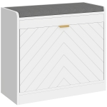HOMCOM Shoe Storage with Seat, Upholstered Entryway Bench, Shoe Bench with 1 Flip Drawer and 4 Vents for 5 Pairs of Shoes