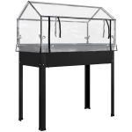 Outsunny Canteiro elevado com teto de estufa, Caixa de plantas elevada com orifícios de drenagem, 100 x 48 x 124 cm, Preto