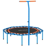 SPORTNOW Trampolim fitness, trampolim de treino com corrimão ajustável, estável e silencioso, para interior, aço, azul