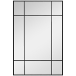 HOMCOM Miroir mural verrière rectangulaire style fenêtre, horizontal ou vertical avec 4 crochets, en métal noir - 90x60 cm