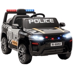AIYAPLAY Coche Eléctrico para Niños de Policía con Mando a Distancia Motor Doble Sirena Suspensión en 4 Ruedas y Faros Negro