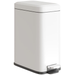 HOMCOM Lixeira de metal, contentor de lixo, capacidade 5 L, com pedal, com balde interior, branco