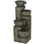Outsunny Fonte de jardim, fonte decorativa, velocidade ajustável, 25 x 24 x 60 cm, Preto
